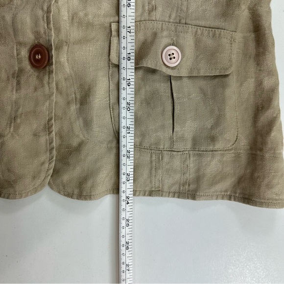 Jones New York Tan Linen Unlined Blazer Blouse Jacket Women’s 10 French Cuffs - Picture 7 of 8